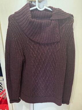 H&M Chocolate Brown Cable Knit Turtleneck Sweater